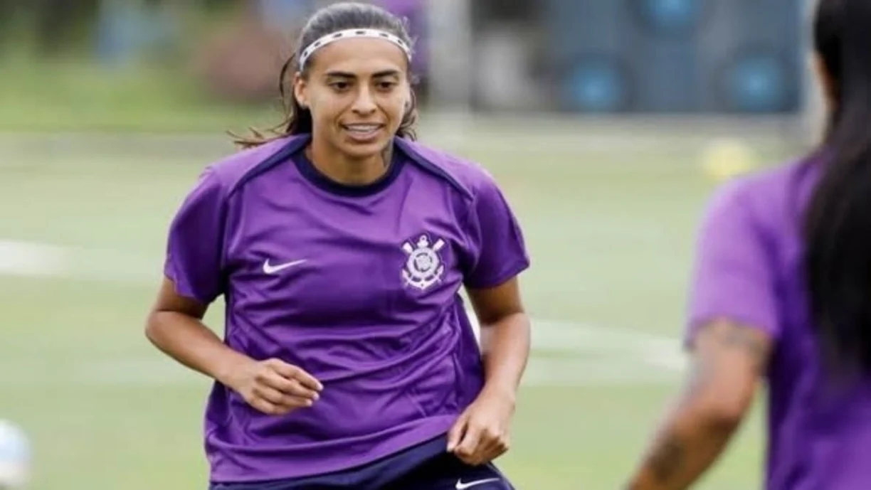 Andressa Alves participou do treino aberto do Corinthians Feminino neste sábado, 15, na Fazendinha | Divulgação/Corinthians