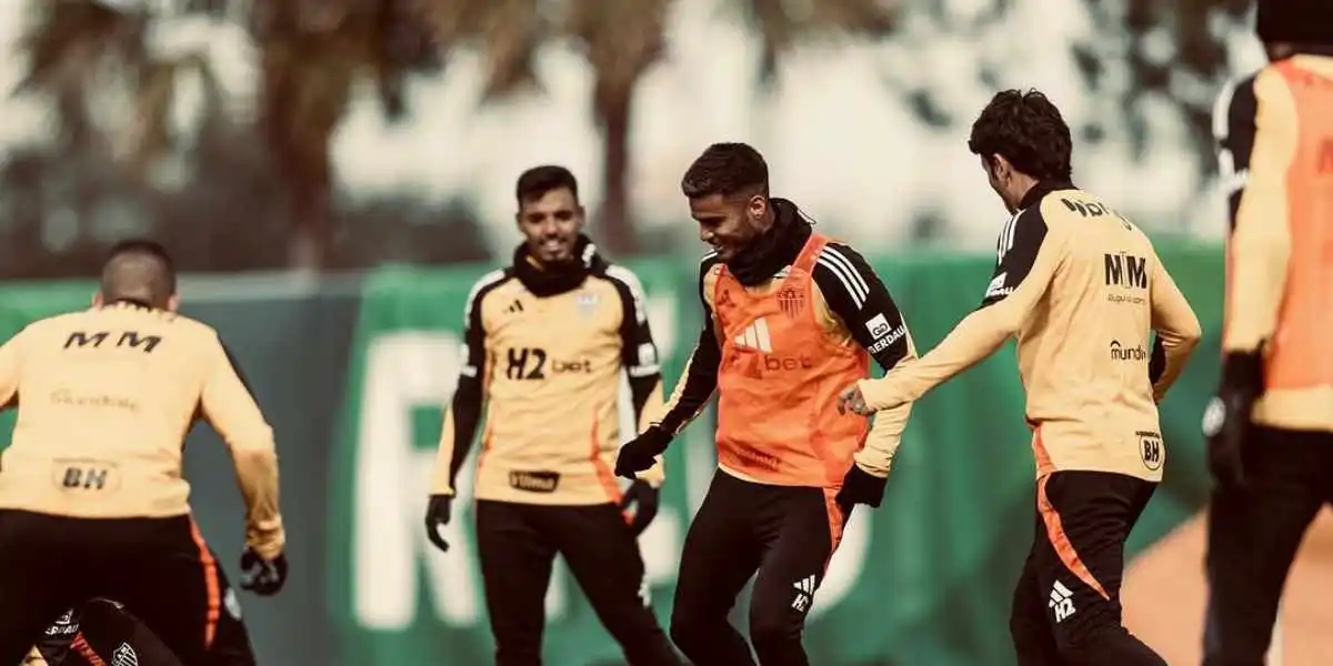 Fausto Vera durante um treino coletivo do elenco do Atlético Mineiro, divulgado em janeiro de 2025. Foto: Reprodução/Instagram