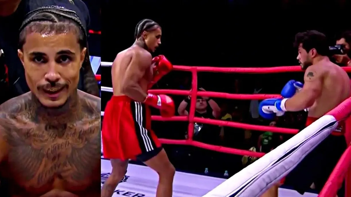 MC Livinho venceu o ator Lucas Veloso no Fight Music Show 6, em São Paulo, ontem à noite e segue invicto - Foto: Reprodução/YouTube