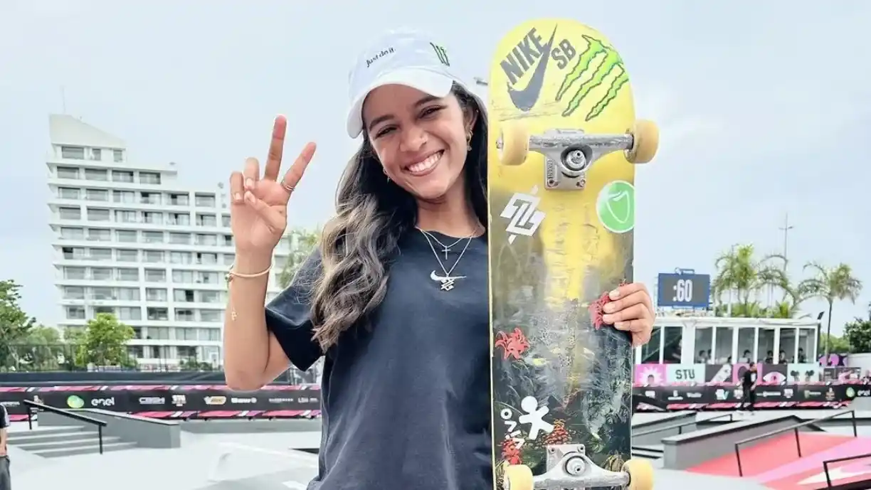 Rayssa Leal foi eliminada na semifinal da Copa do Mundo de Skate Street em Roma - Foto: Reprodução/X (antigo Twitter)