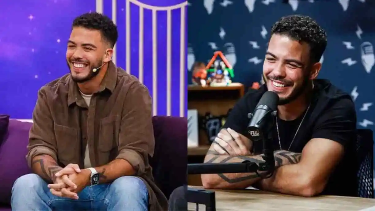 Ronald Nazário durante entrevista no Flow Podcast, onde compartilhou sua experiência de transformação física e emocional. Foto: Reprodução