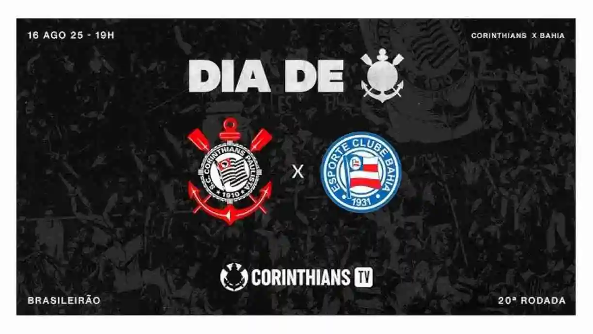 Corinthians e Bahia se enfrentam na Neo Química Arena em duelo decisivo pelo Brasileirão 2025, com transmissão ao vivo. Foto: Reprodução/ CorinthiansTV