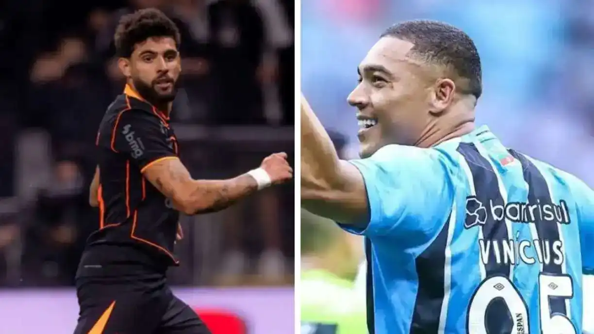 Yuri Alberto e Carlos Vinícius são destaques de Corinthians e Grêmio - Foto: Rodrigo Coca/Agência Corinthians e Lucas Uebel/Grêmio