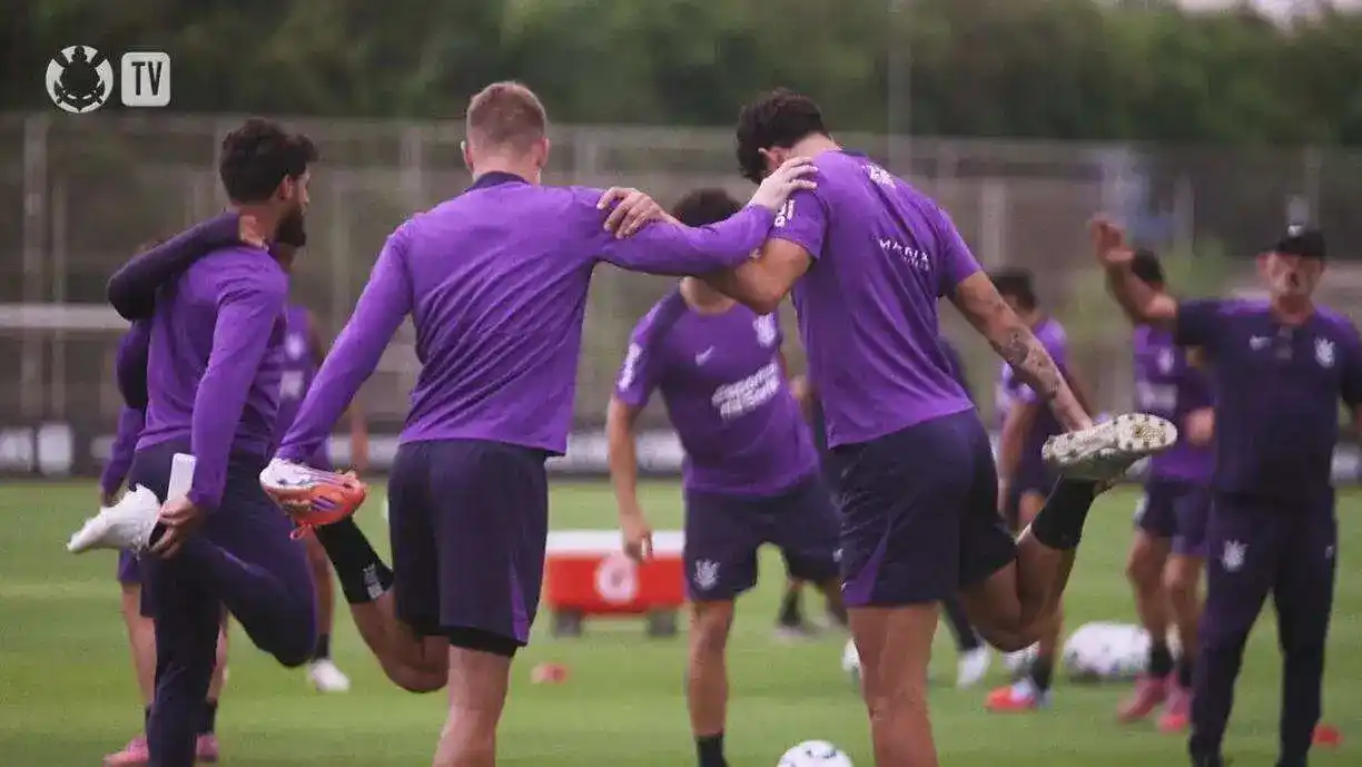 O Corinthians realizou mais um treino no CT Joaquim Grava, de olho no duelo contra o São Paulo - Foto: Reprodução/YouTube - Corinthians TV