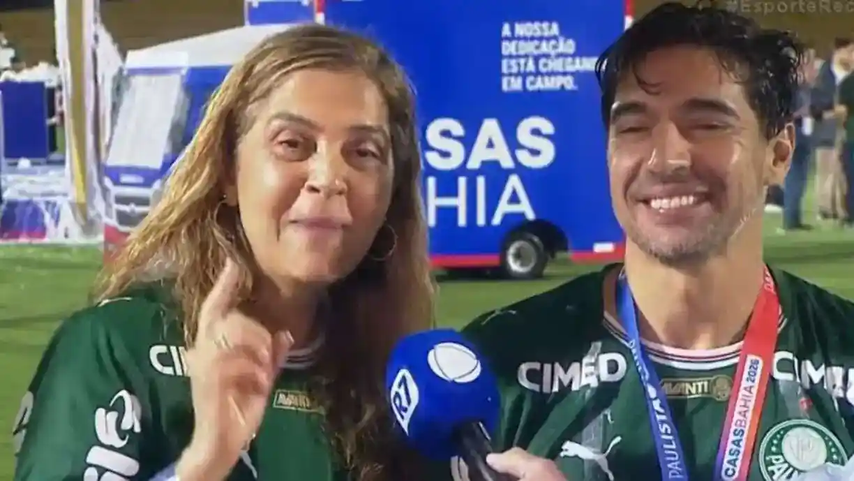 Leila Pereira comemorou a conquista do Palmeiras e deu um aviso para o Corinthians e aos outros times - Foto: Reprodução/TV Record