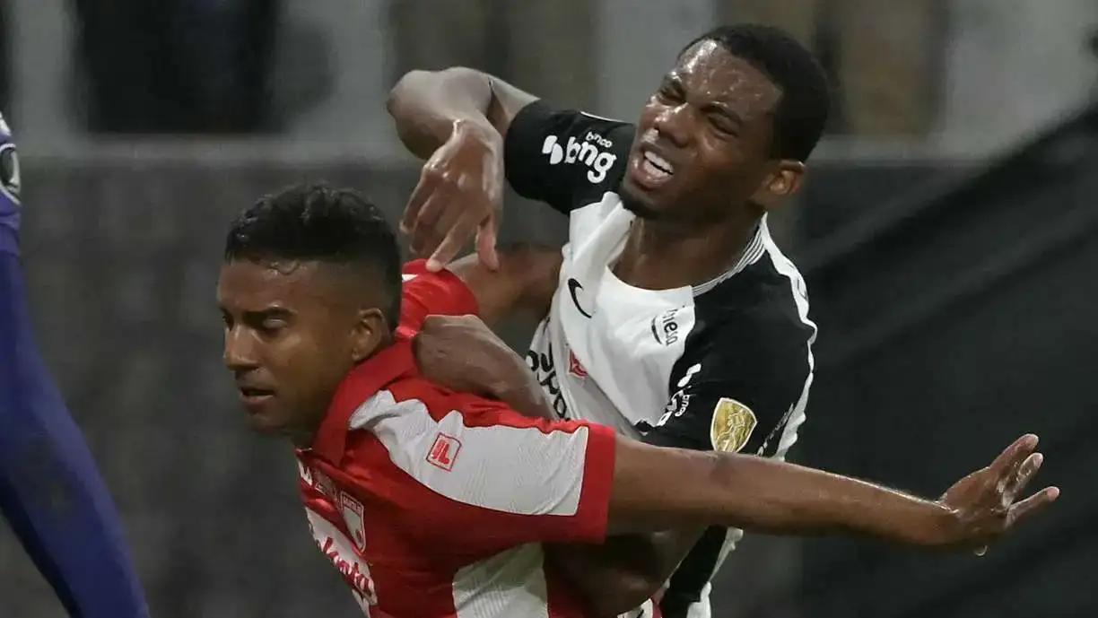 Raniele e Gustavo Henrique balançam as redes para o Corinthians contra o Independiente Santa Fe pela Libertadores - Foto: Divulgação/X - Conmebol Libertadores