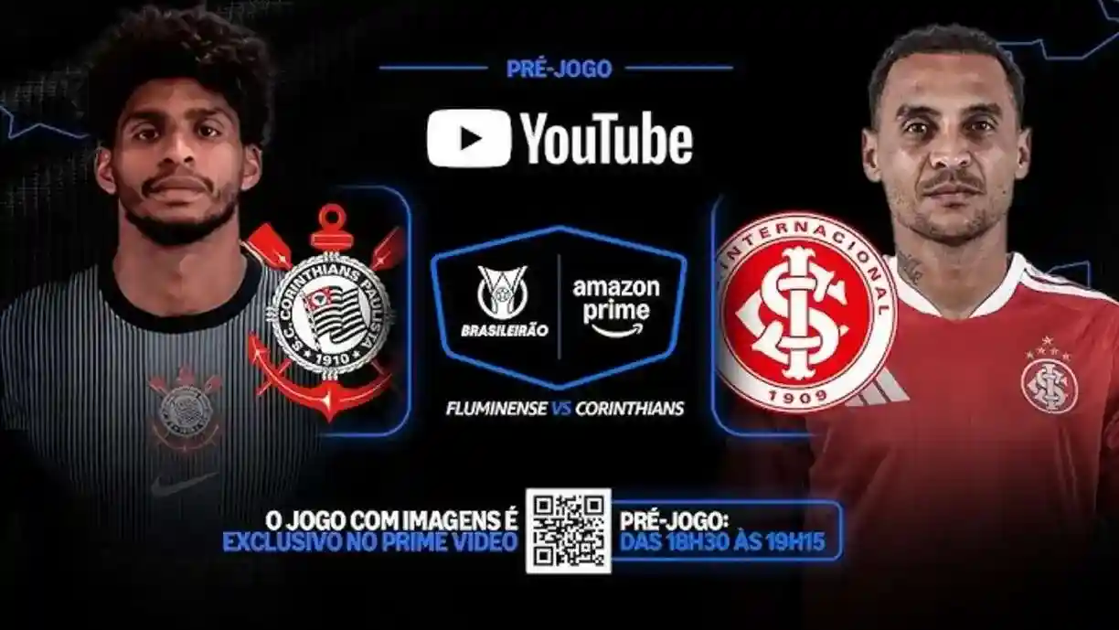 Corinthians e Internacional se enfrentam pelo Campeonato Brasileiro - Foto: Reprodução/YouTube - Amazon Prime Video
