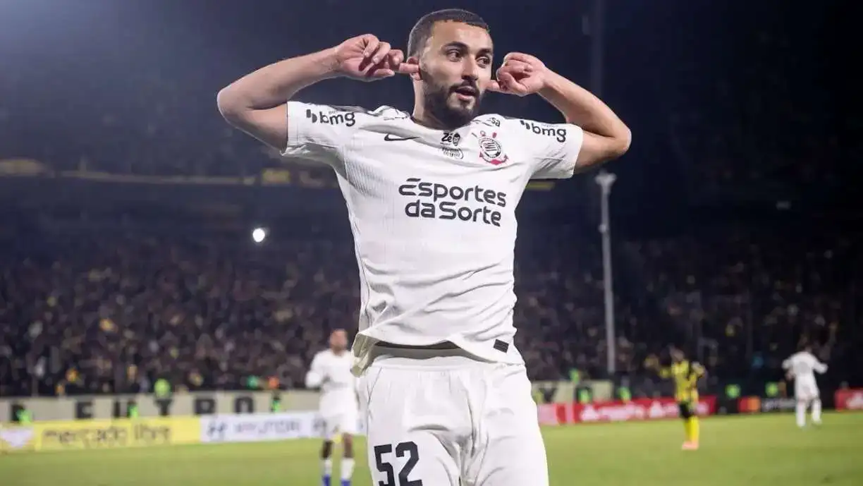 Zakaria Labyad fez a comemoração de Memphis Depay, no gol do Timão contra o Peñarol - Foto: Rodrigo Coca/Agência Corinthians